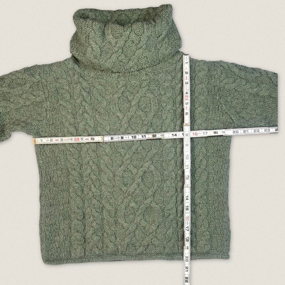 Vintage Green Turtleneck Wool Chunky Fisherman Sweater Inis Crafts Size Small‎ - Picture 4 of 4